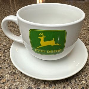 John Deere Coffee Mug & Saucer Nothing Runs Like a Deere 28oz Soup Chili Gibson